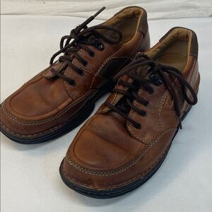 Men's Brown Leather Clarks  Lace-Up Casual Shoes size 11M